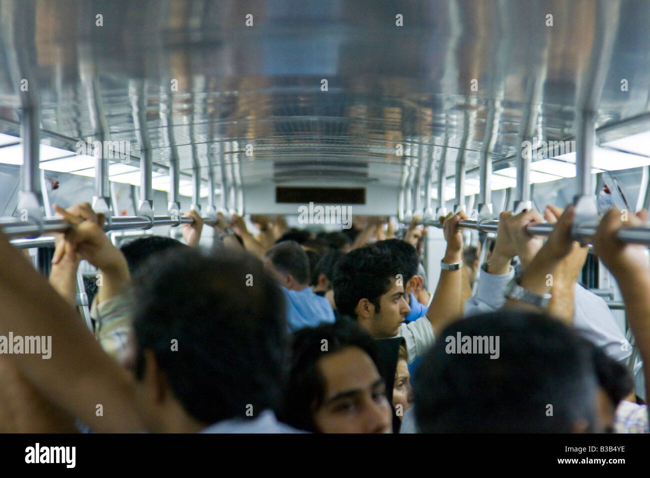 Riders on the Metro Subway in Tehran Iran Stock Photo