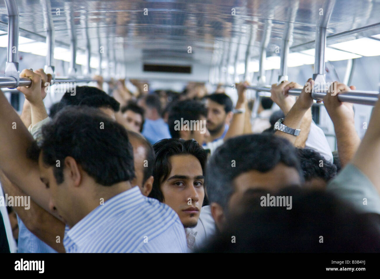 Riders on the Metro Subway in Tehran Iran Stock Photo