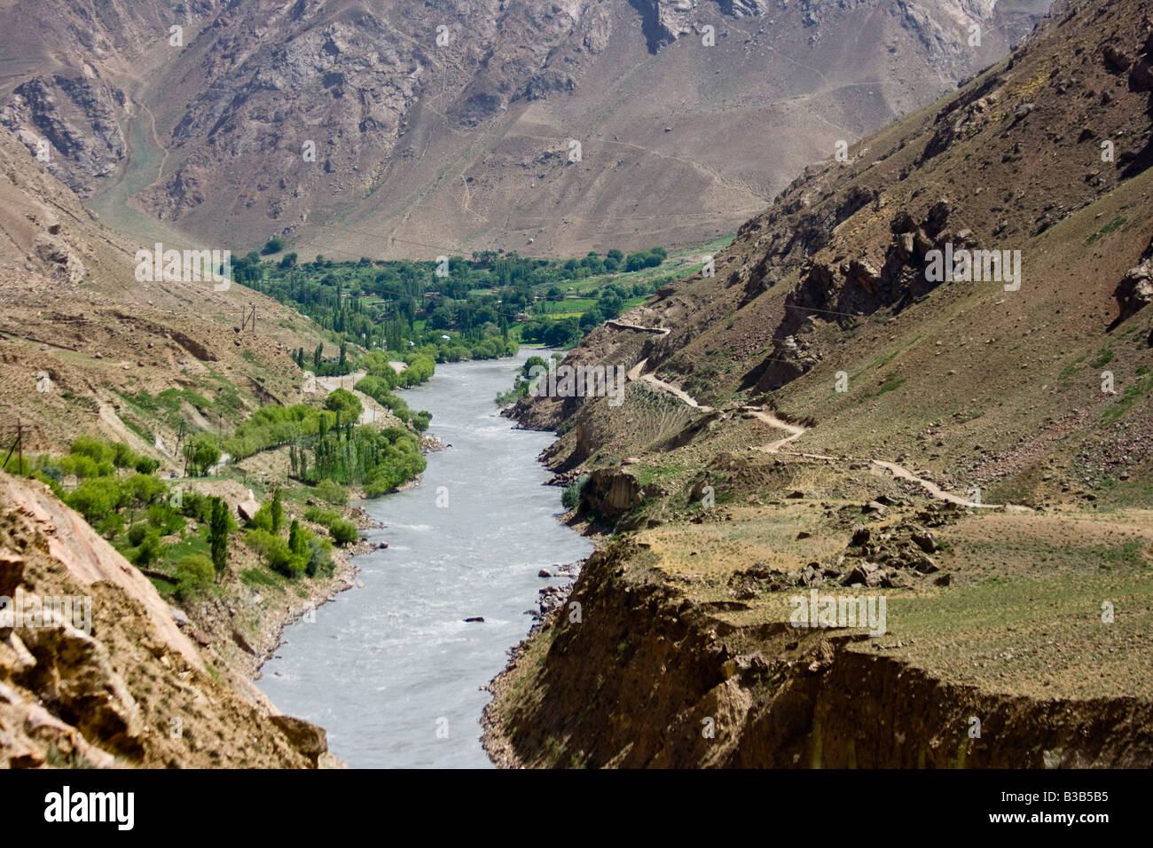 Afghani Trail in Panj River Valley in Afghanistan Stock Photo