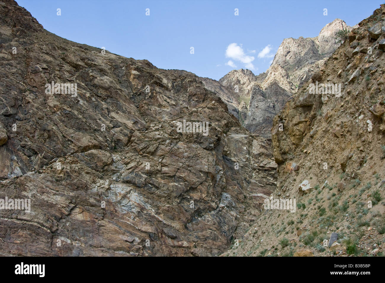 View from Road to Garam Chashma in Panj River Valley in Tajikistan Stock Photo