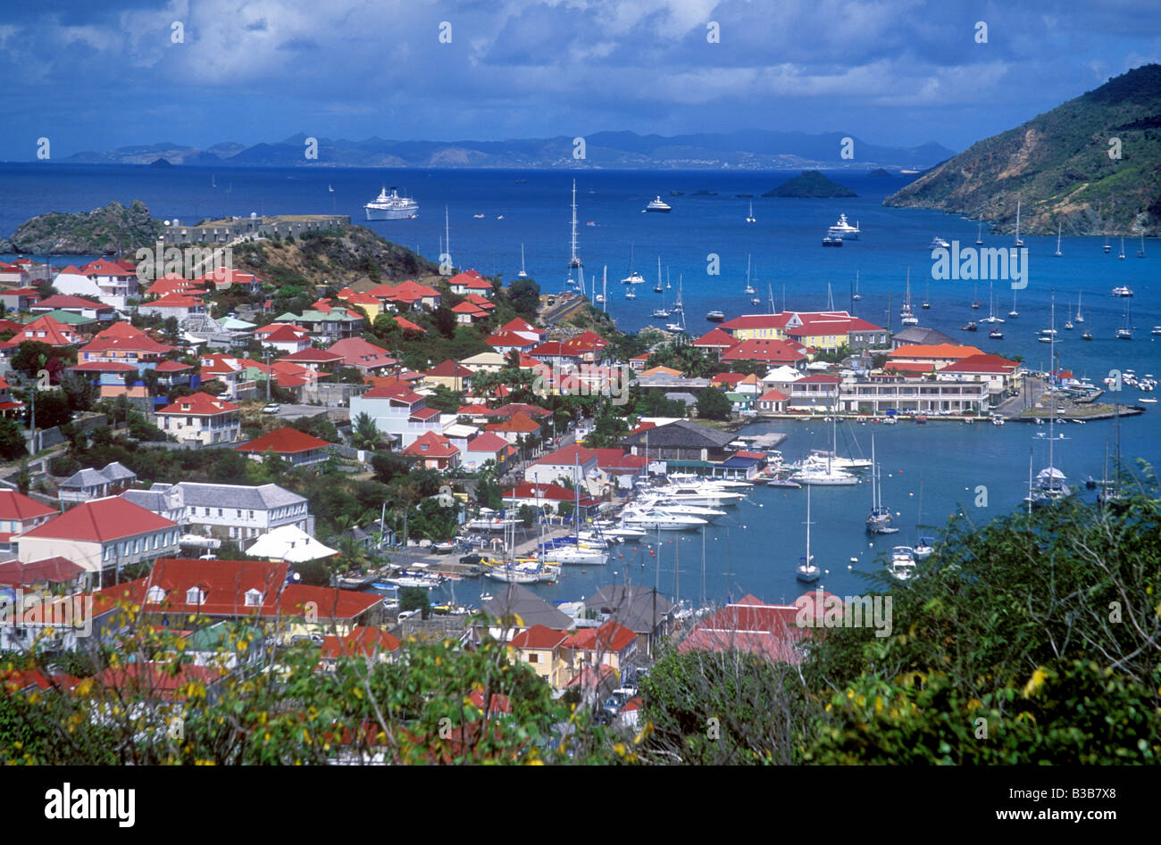 Overlooking the picturesque harbour at Gustavia, the main town on the ...