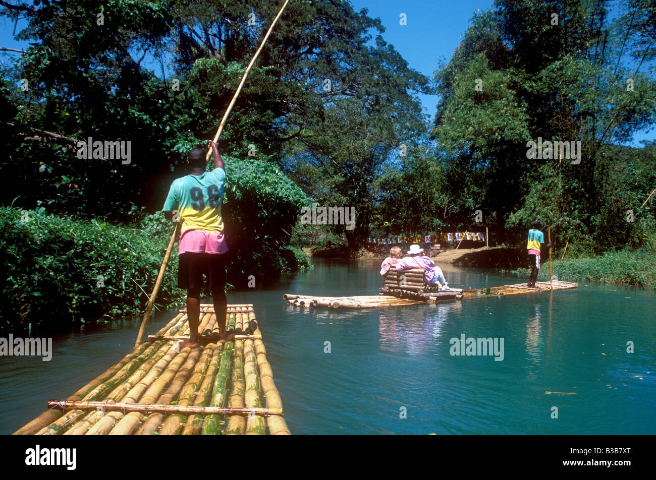 Rafting on the Martha Brae River on the popular island of Jamaica Stock ...