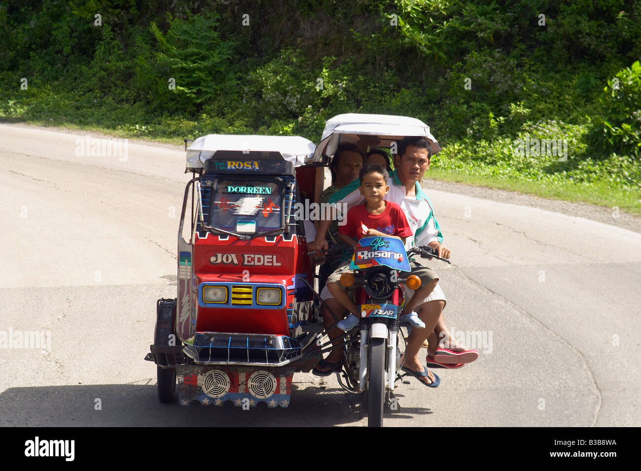 Cebu - Local form of family transport at Barili Stock Photo