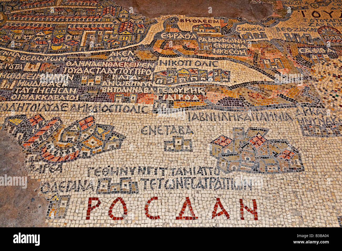 Mosaic Map, St George's Church, Madaba, Jordan Stock Photo