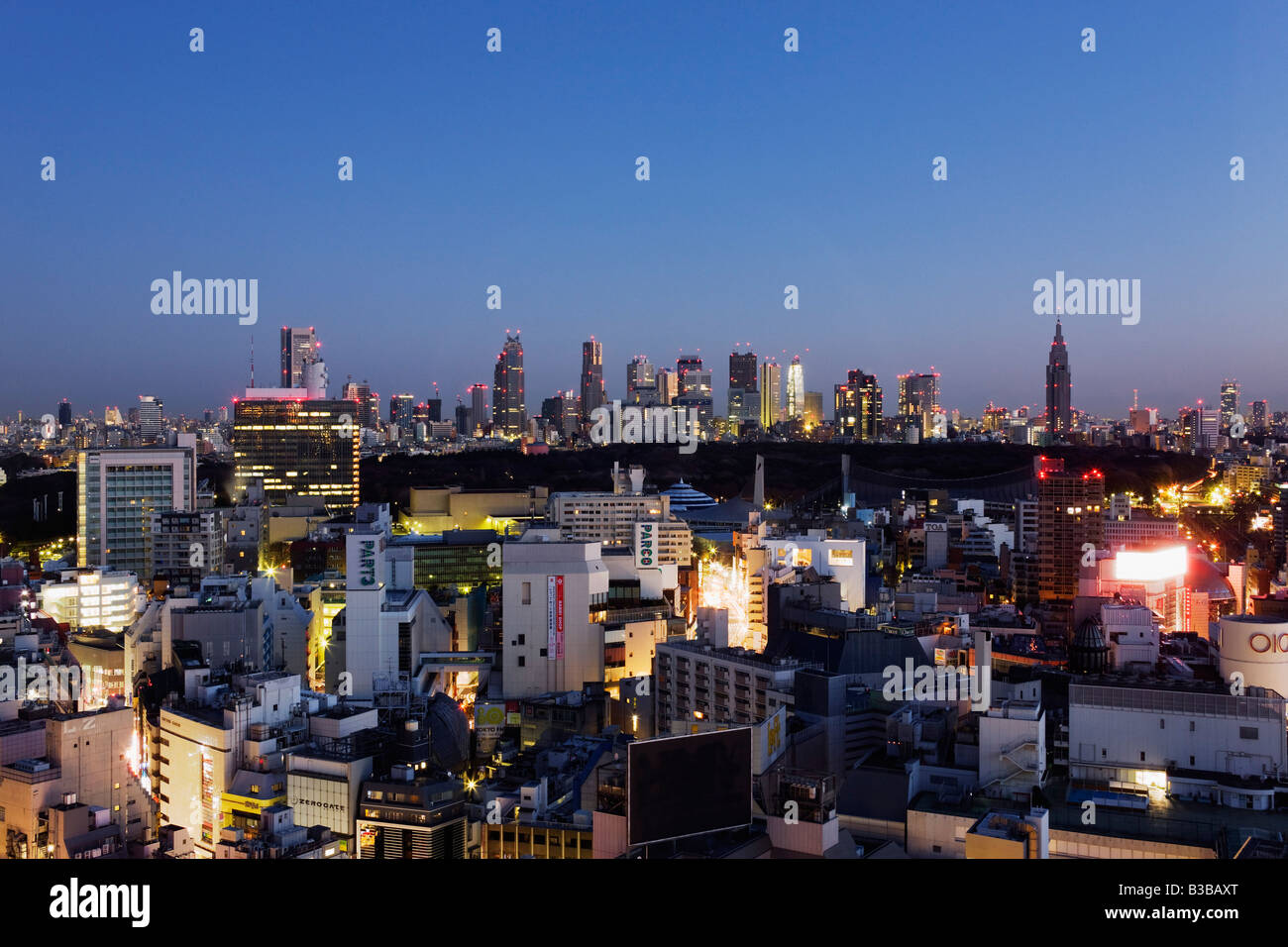 Shinjuku and Shibuya Districts, Tokyo, Japan Stock Photo