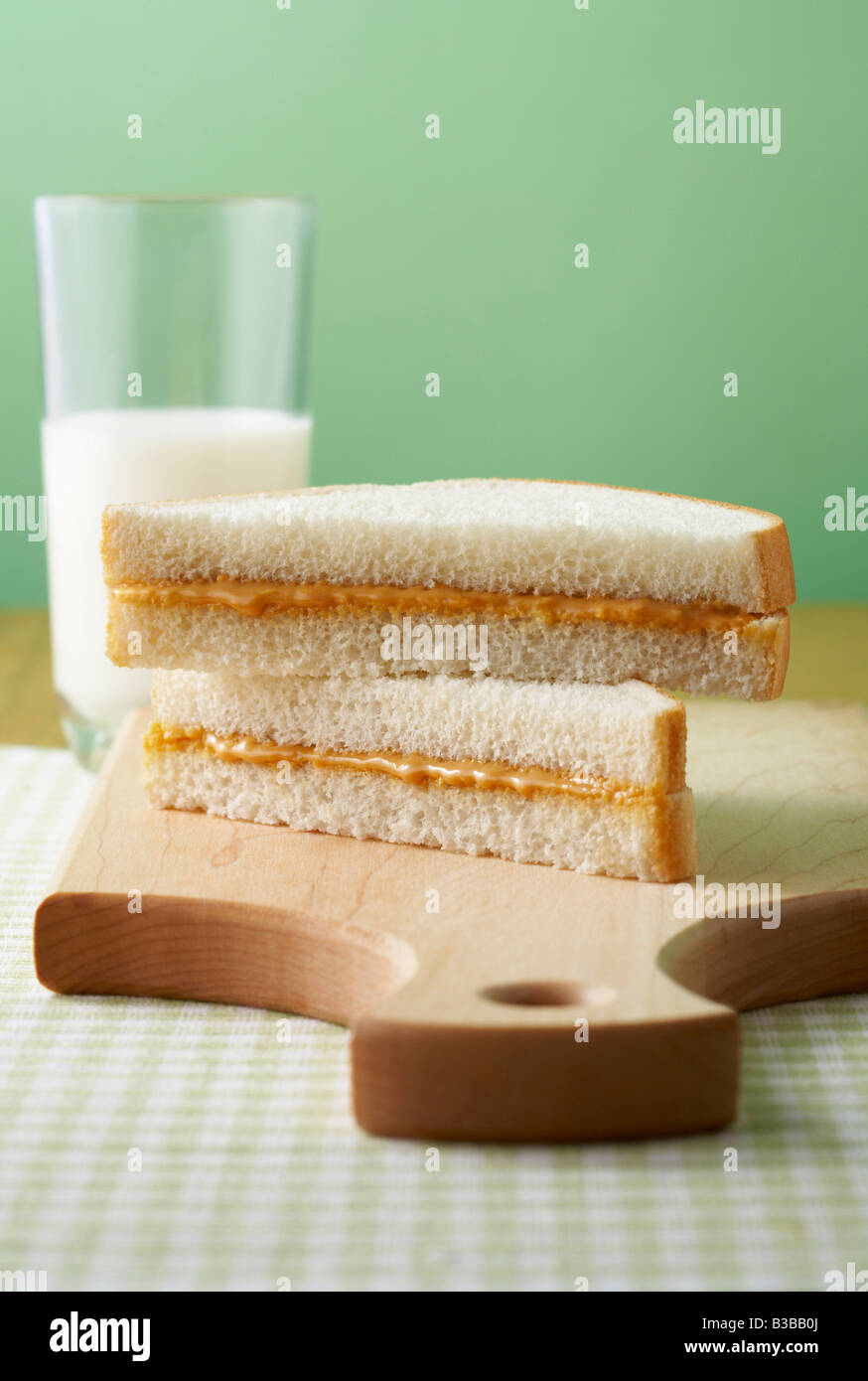 Soy Butter Sandwich and Glass of Milk Stock Photo Alamy