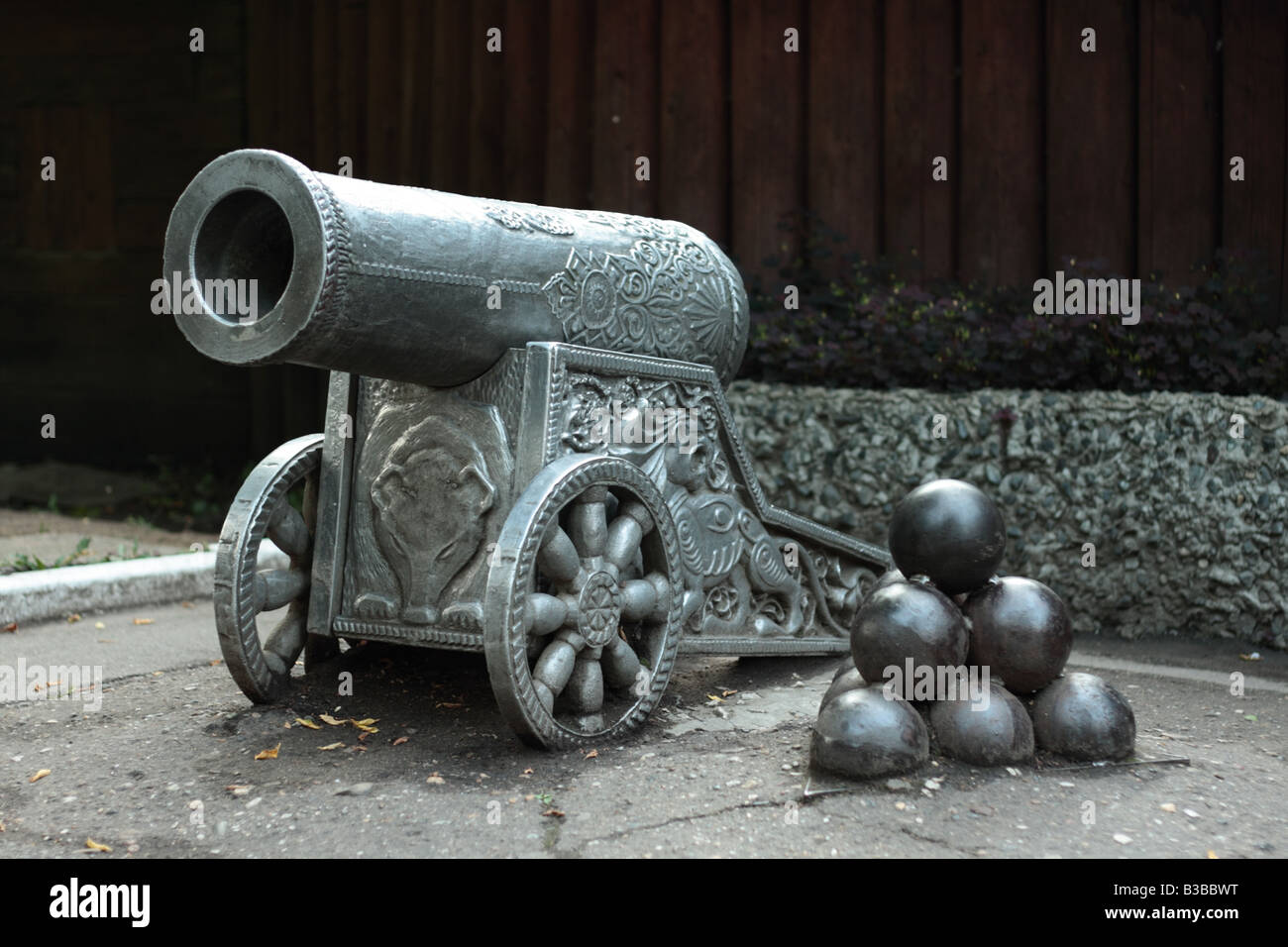 Old cannon at armour exibition in Russia Stock Photo