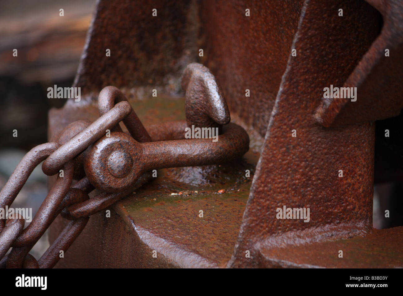 A close up photograph of a rusty old coal cart Stock Photo