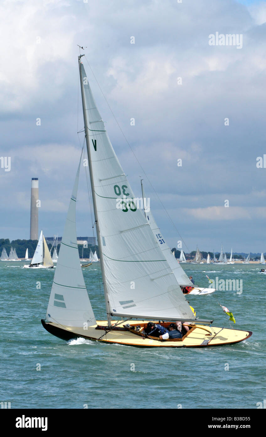 yacht racing during cowes week on the isle of wight windy day on the