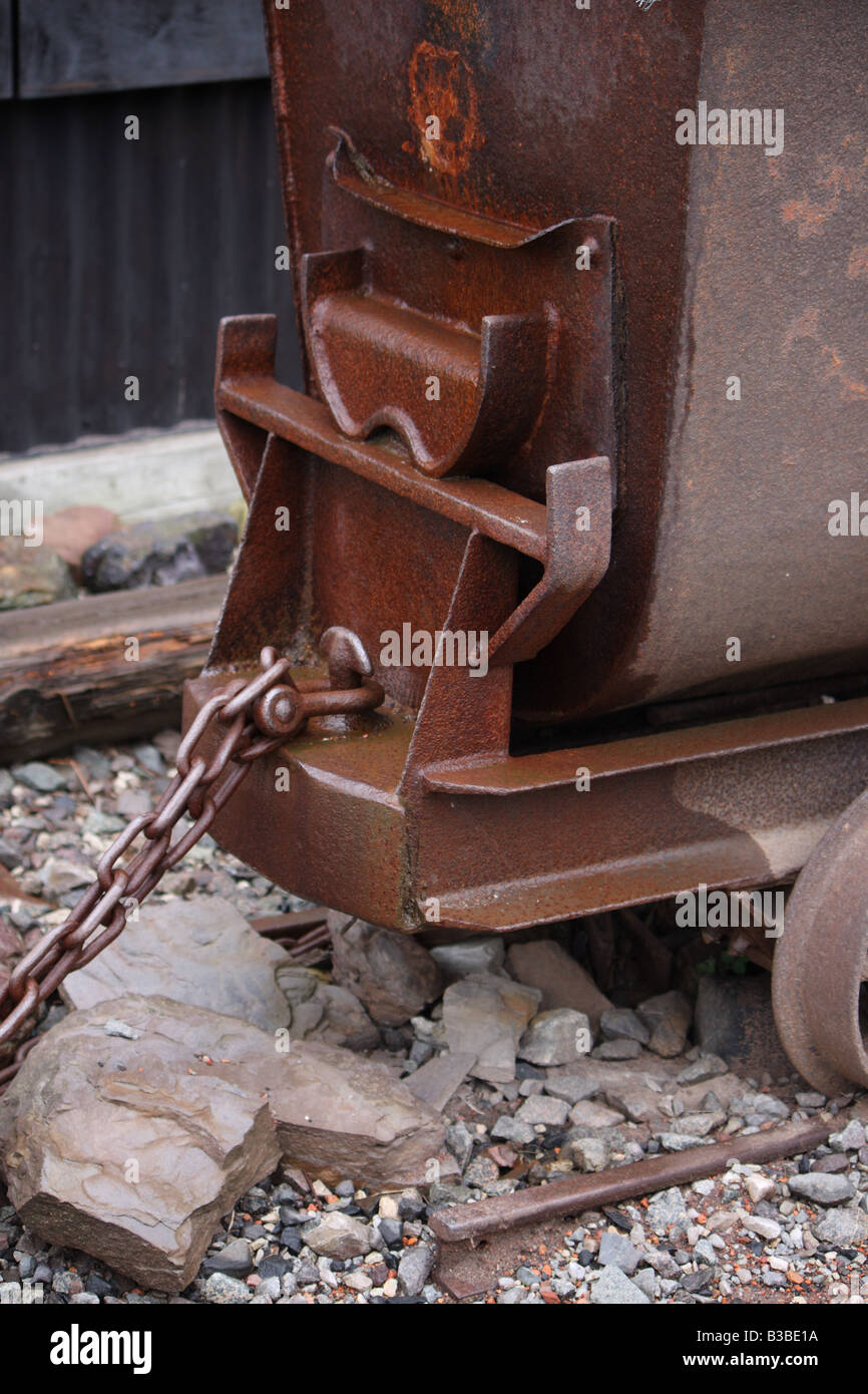 A close up photograph of a rusty old coal cart Stock Photo