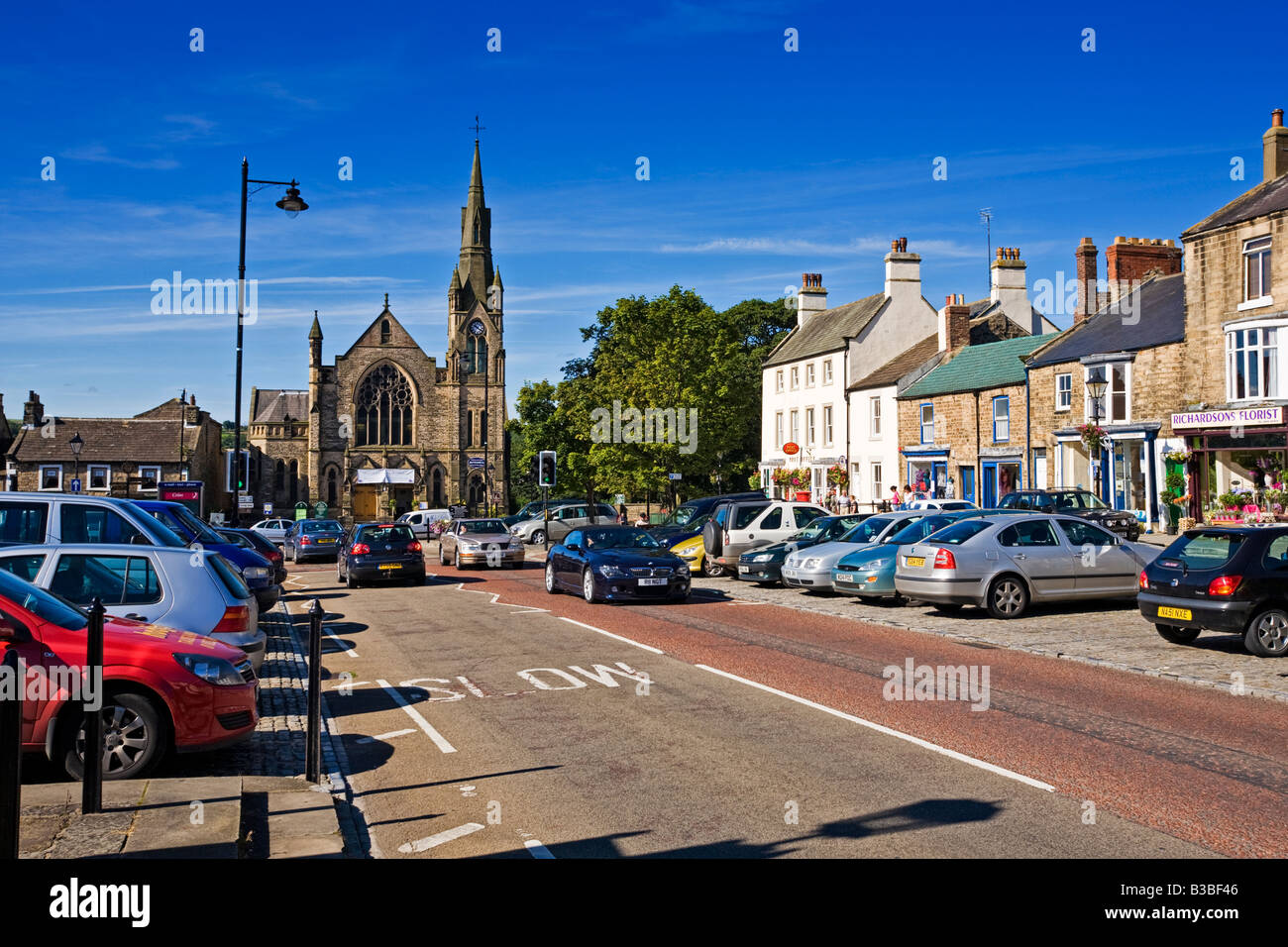 Galgate street in Barnard Castle town, Teesdale, County Durham, England, UK in summer Stock Photo