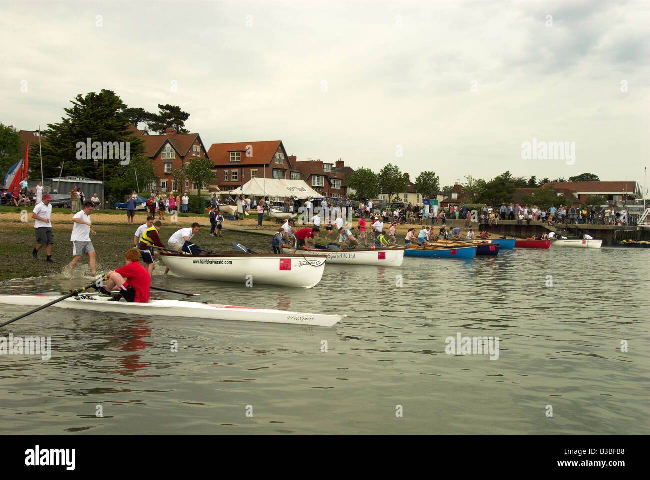 Hamble River Raid Charity Rowing Race on the Hamble River Stock Photo