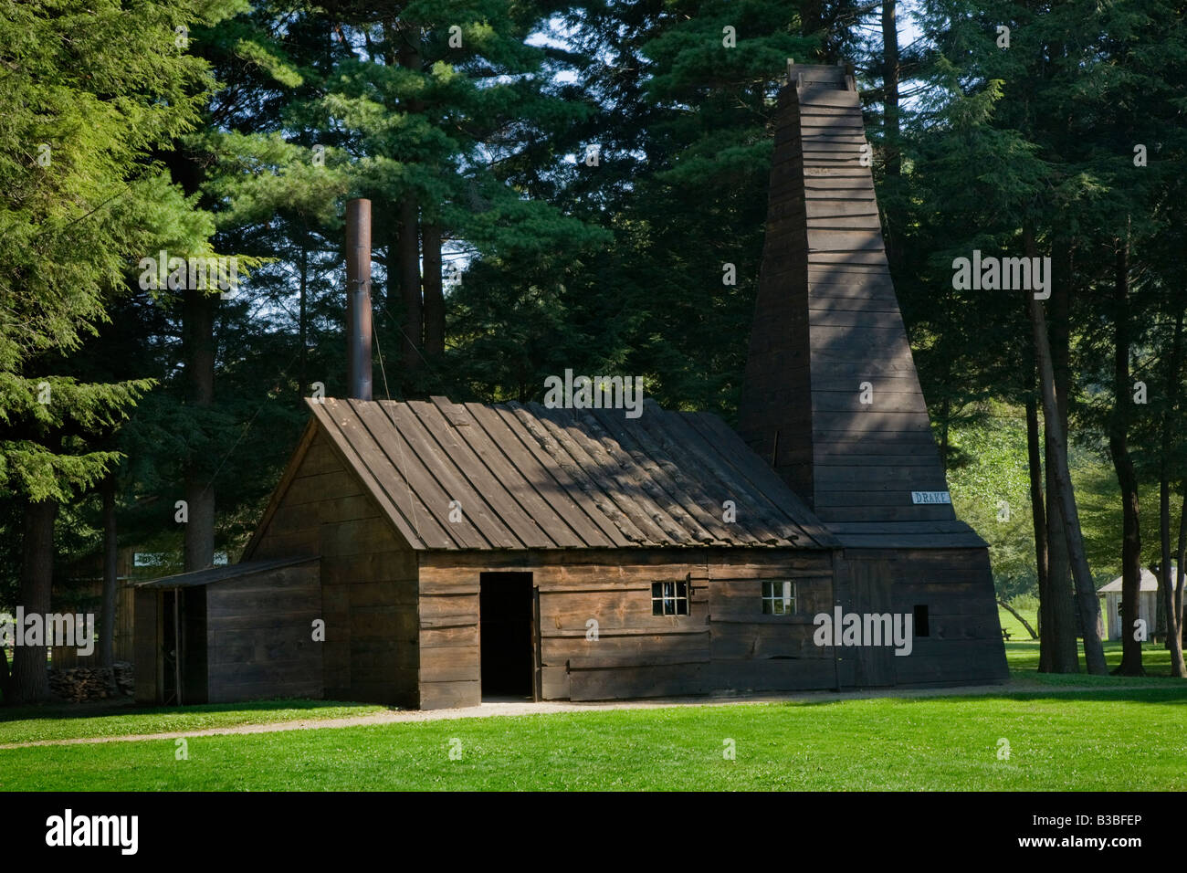 Drake Well Museum Titusville Pennsylvania, first oil well in the world Stock Photo