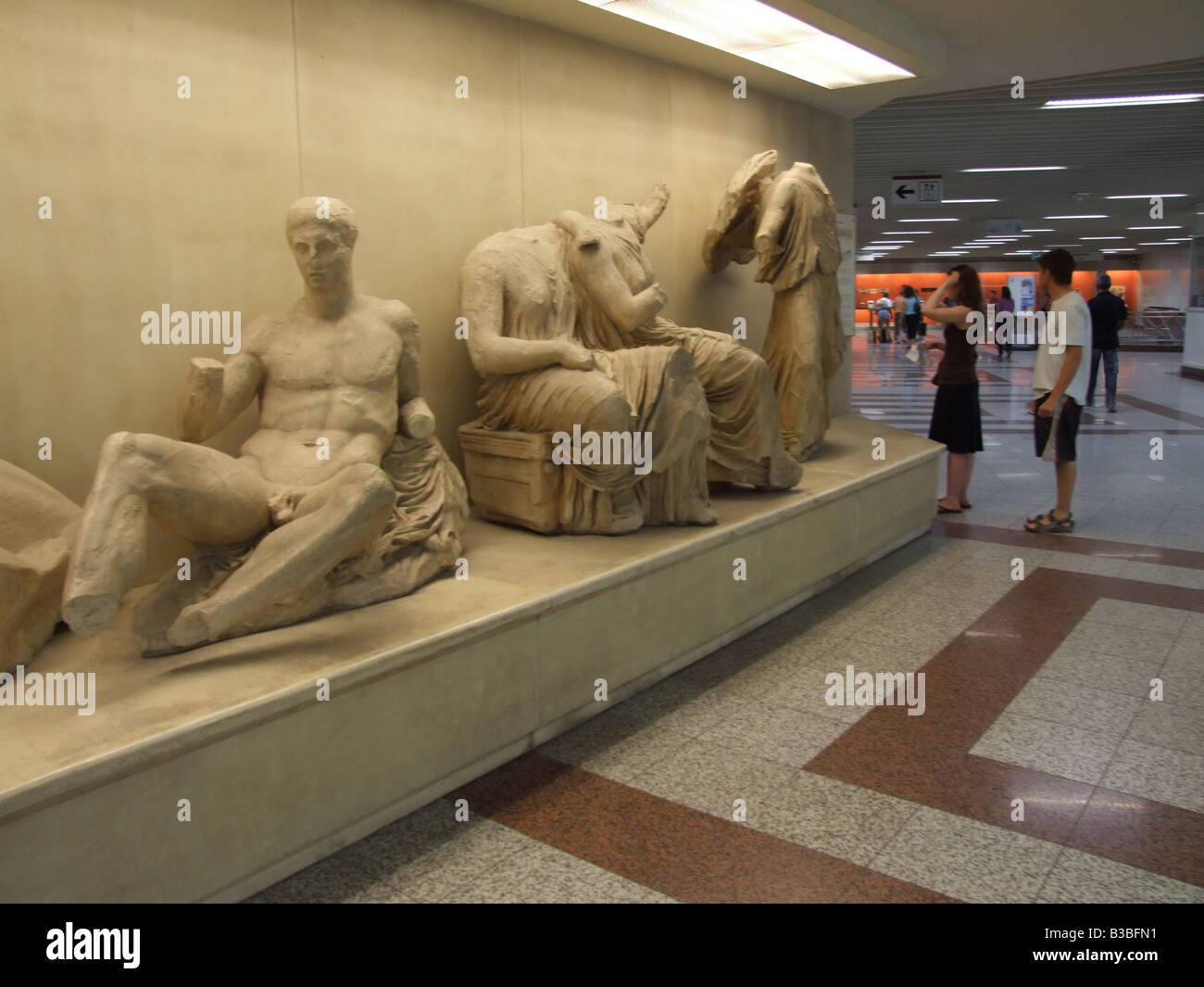 ancient greek statues in underground station in greece athens Stock