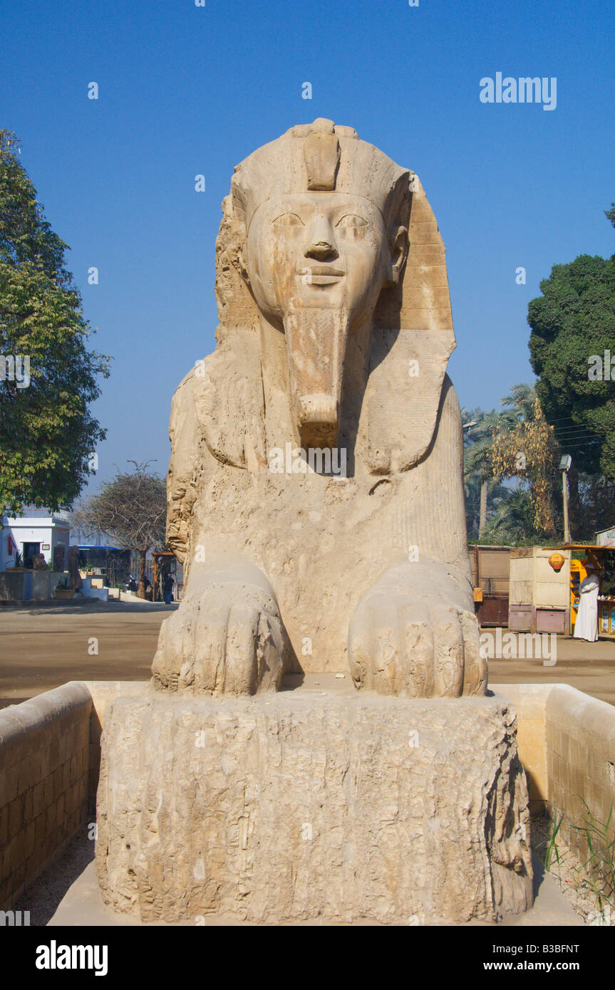 The Alabaster Sphinx at the historic site of Memphis Egypt Stock Photo ...