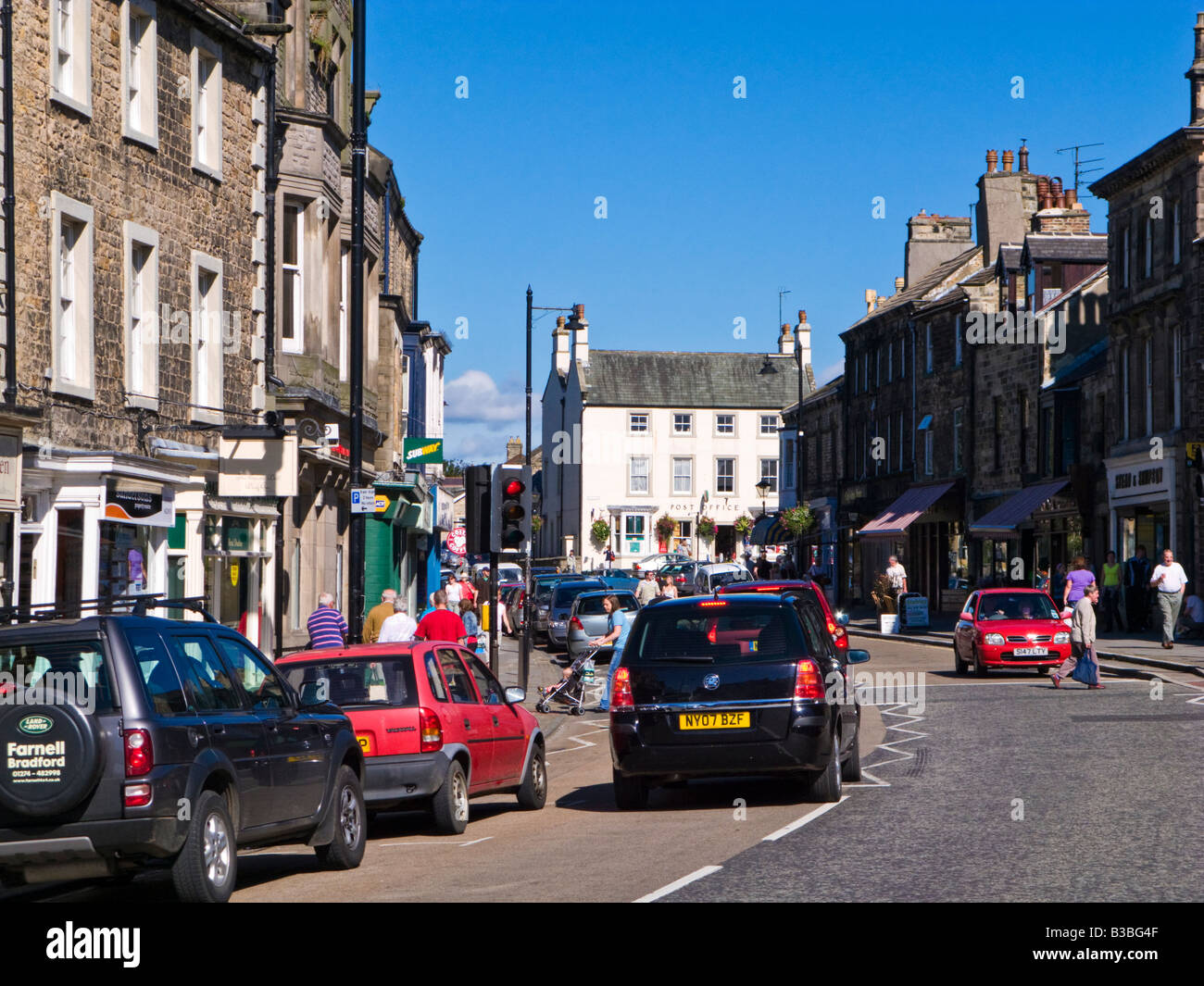 View of Market Place, Horse Market and Galgate in Barnard Castle County Durham England UK Stock Photo