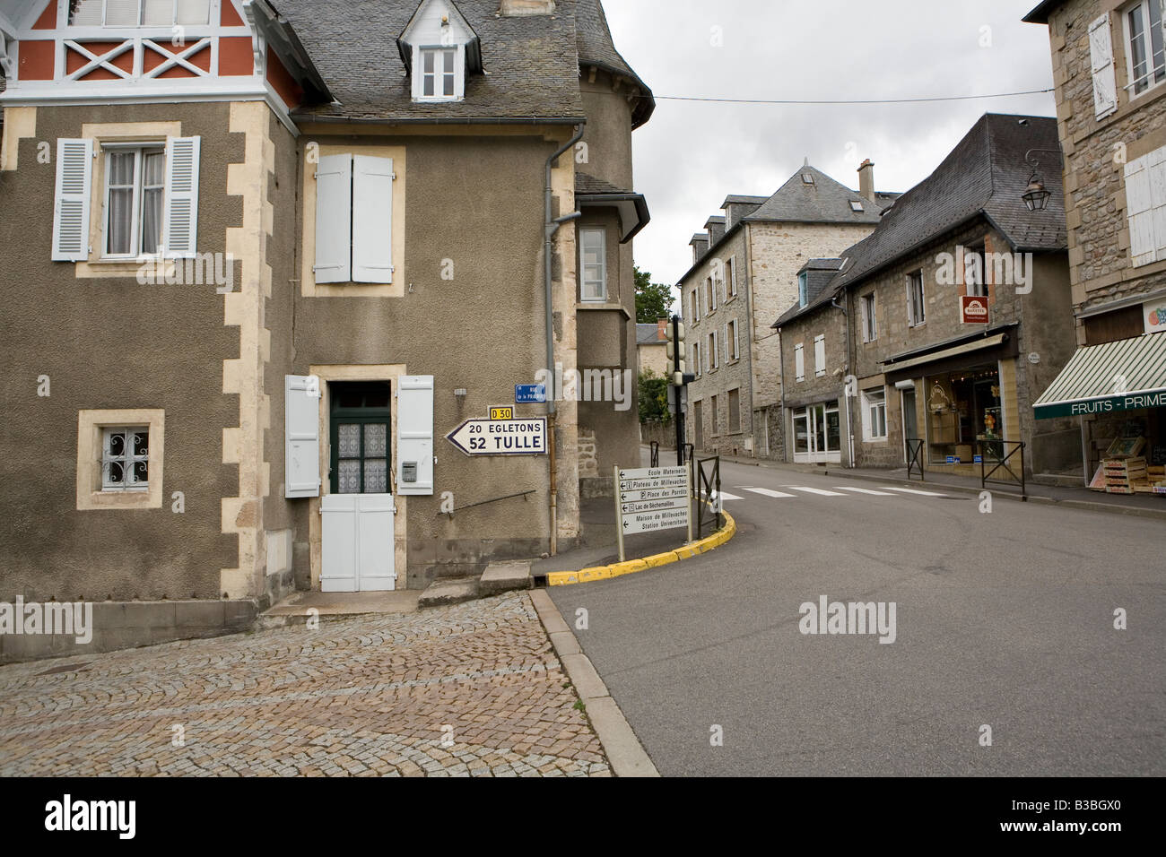 typical street scene in a French town Stock Photo - Alamy