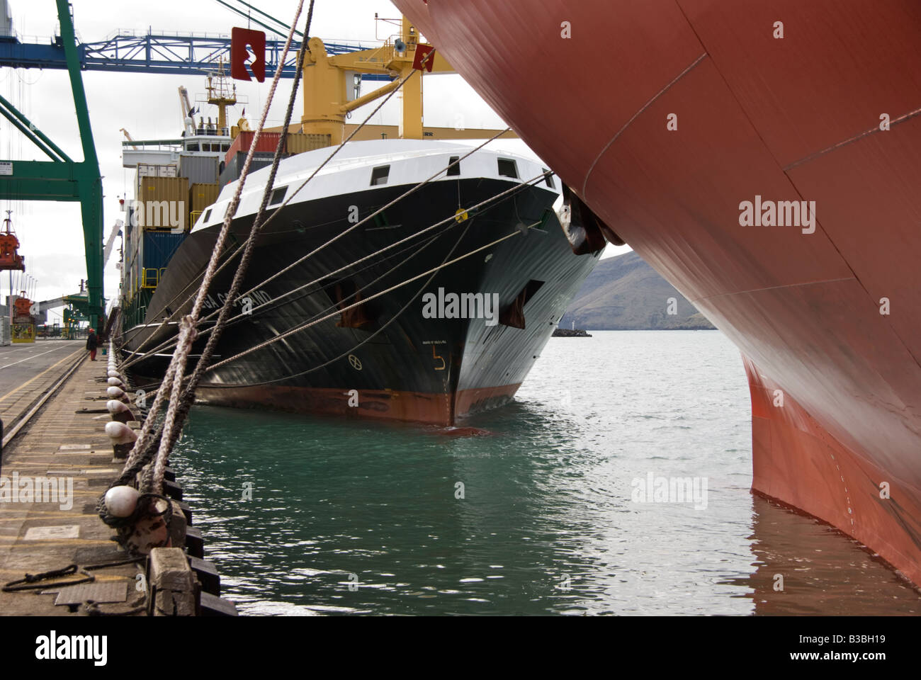 Dockside scene at a container terminal. Stock Photo