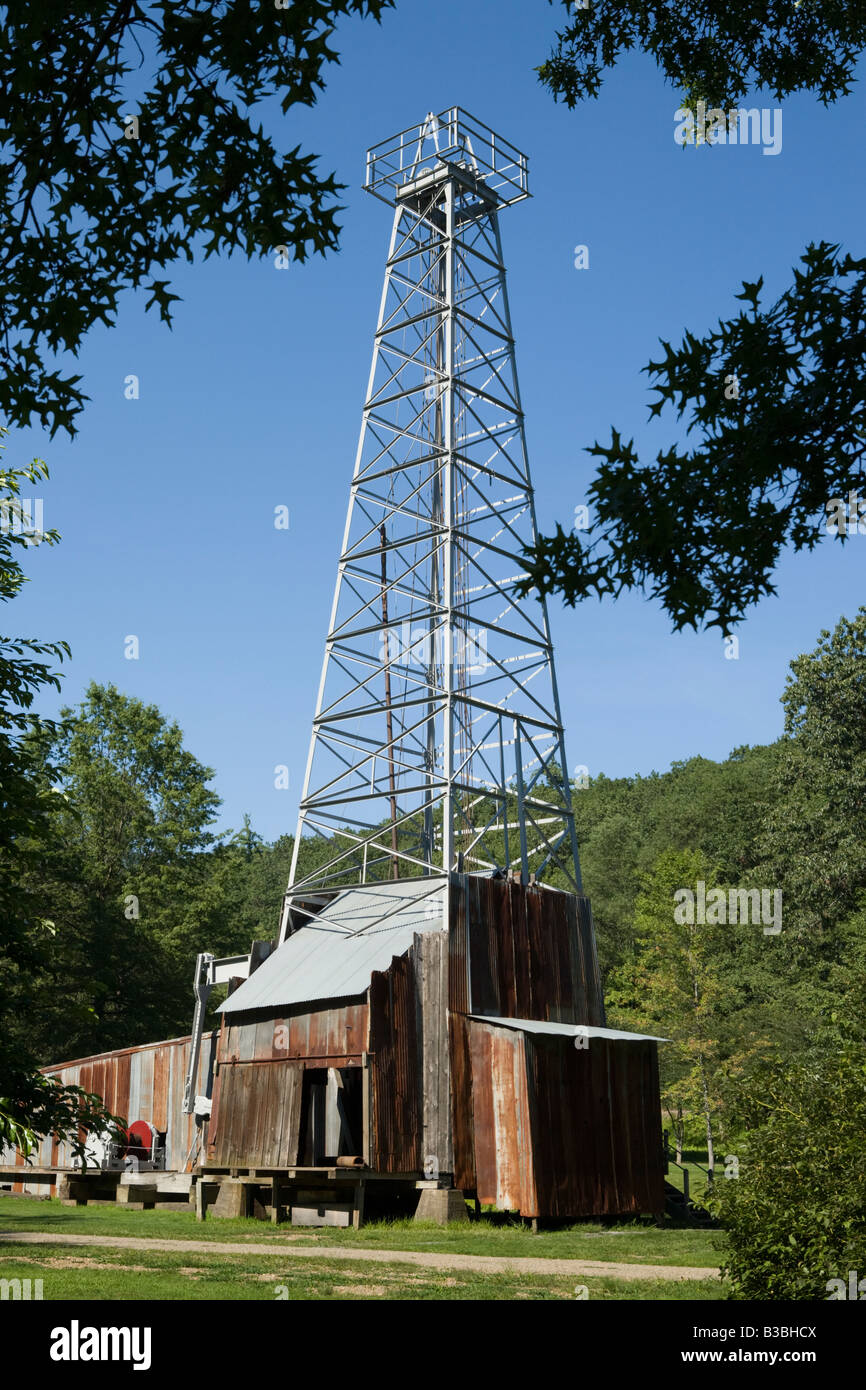 Derrick at Drake Well Museum Titusville Pennsylvania, first oil well in the world Stock Photo