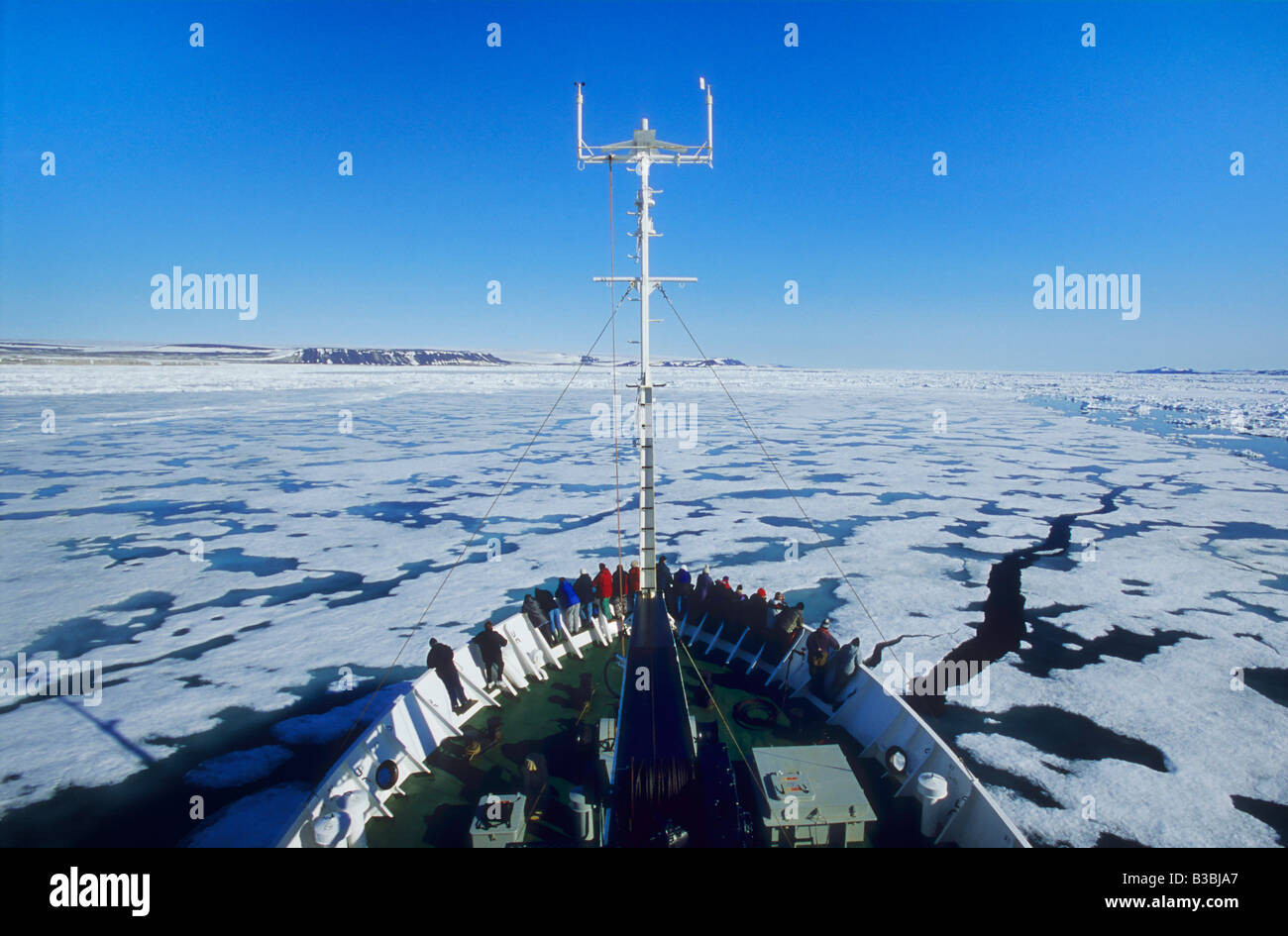 View from ice breaker on Hinlopenstreet, Spitsbergen, Svalbard, Spitsbergen, Norway, Arctic Stock Photo