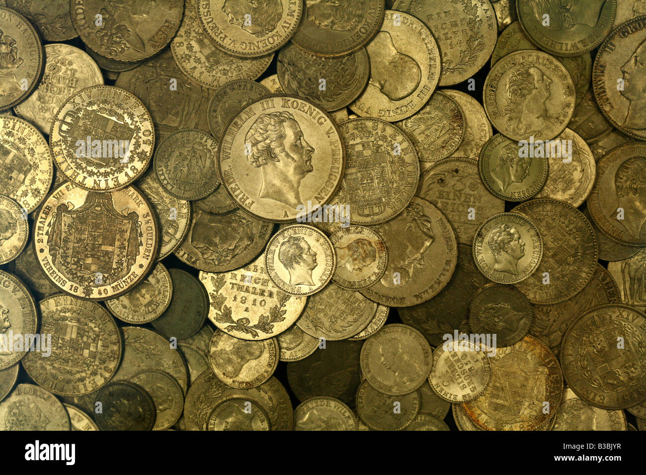 Prussian coins from the numismatic collection of Bode Museum in Berlin, Germany Stock Photo