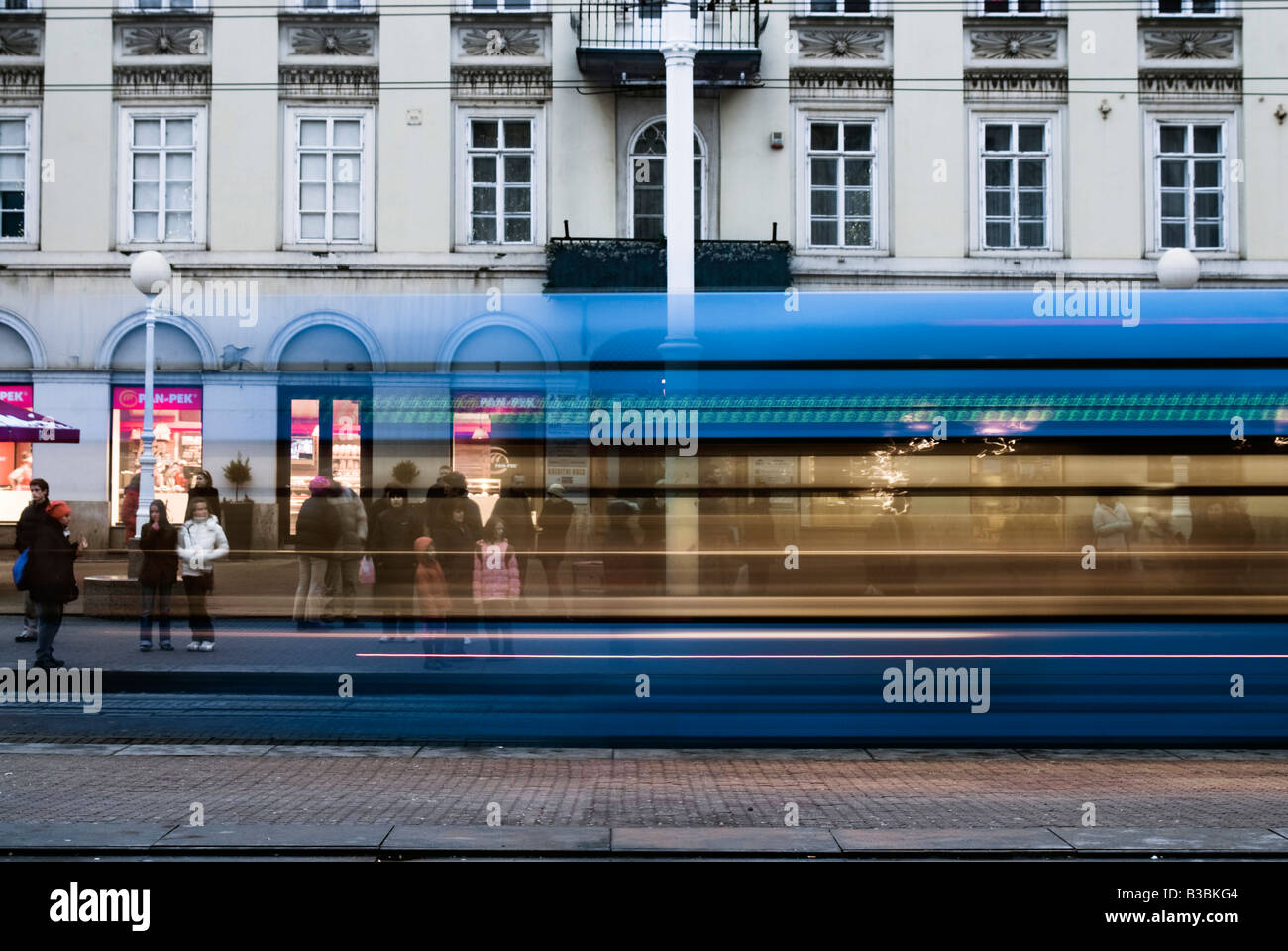 tram on Ban Jelacic square in Zagreb Croatia Stock Photo