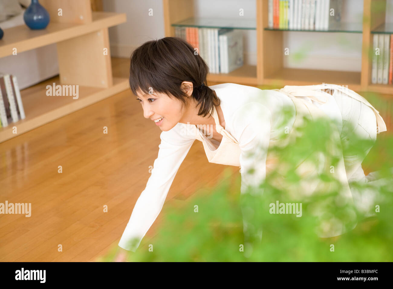 Housewife wiping floor Stock Photo Alamy