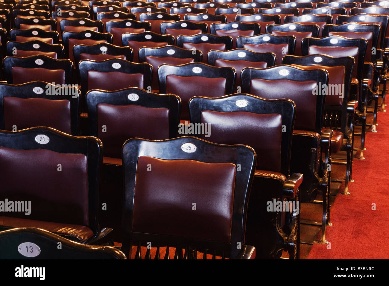 Empty Theatre Seats, National Theatre, San Jose, Costa Rica Stock Photo