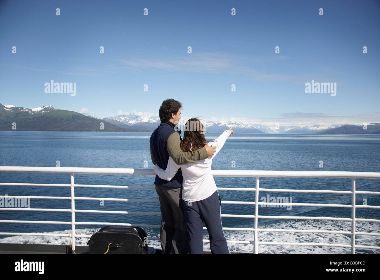 Couple on Ferry, Prince William Sound, Alaska, USA Stock Photo