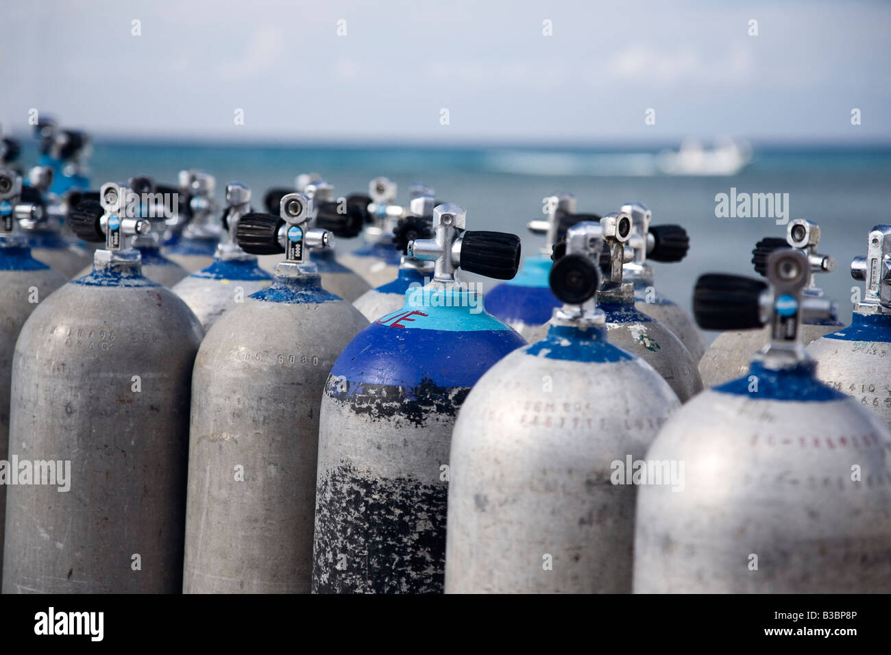 Scuba Oxygen Tanks, Cozumel, Mexico Stock Photo - Alamy