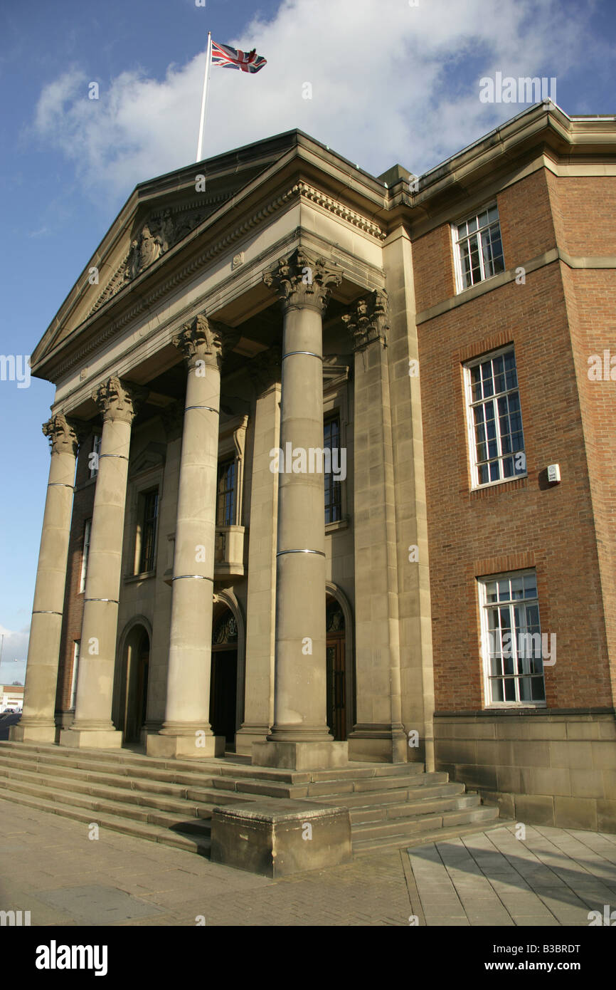 City of Derby, England. Council House civic entrance at the corner of