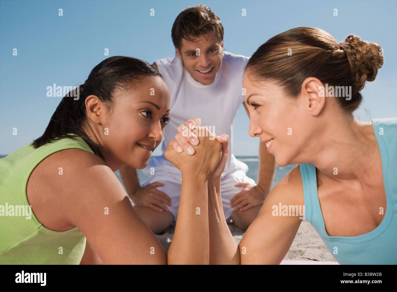 Hispanic women arm wrestling Stock Photo Alamy