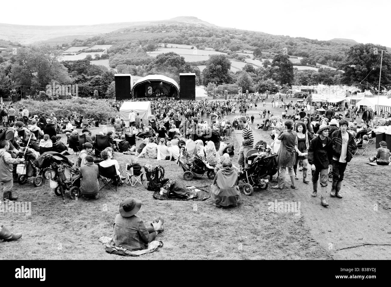 Crowds at the Greenman festival 2008 Glanusk Park Brecon Beacons Wales