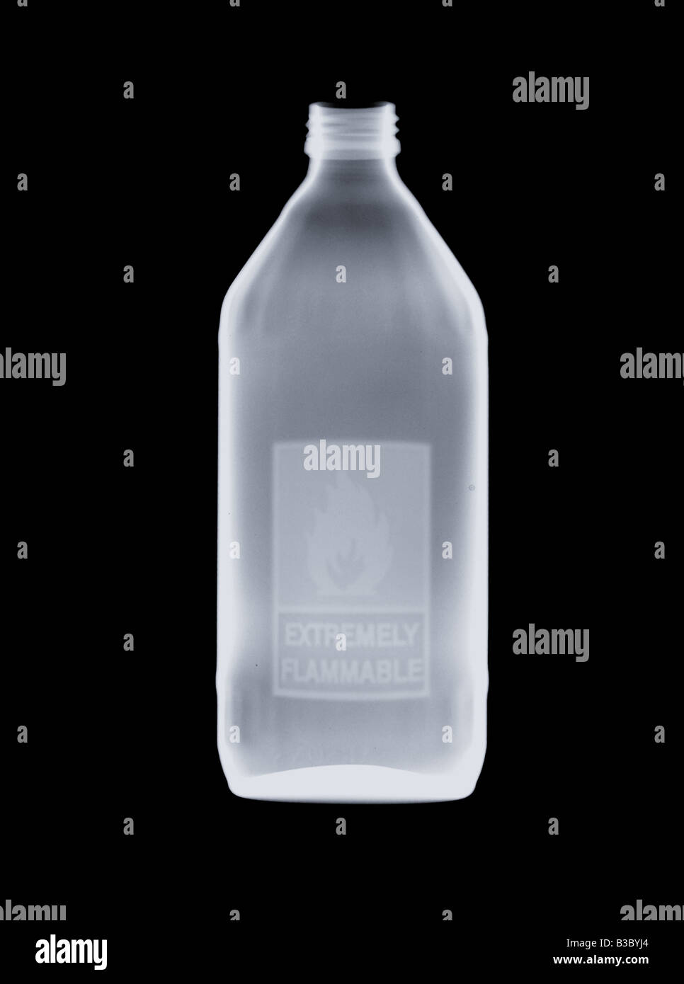 Xray of a bottle of flammable liquid Stock Photo Alamy