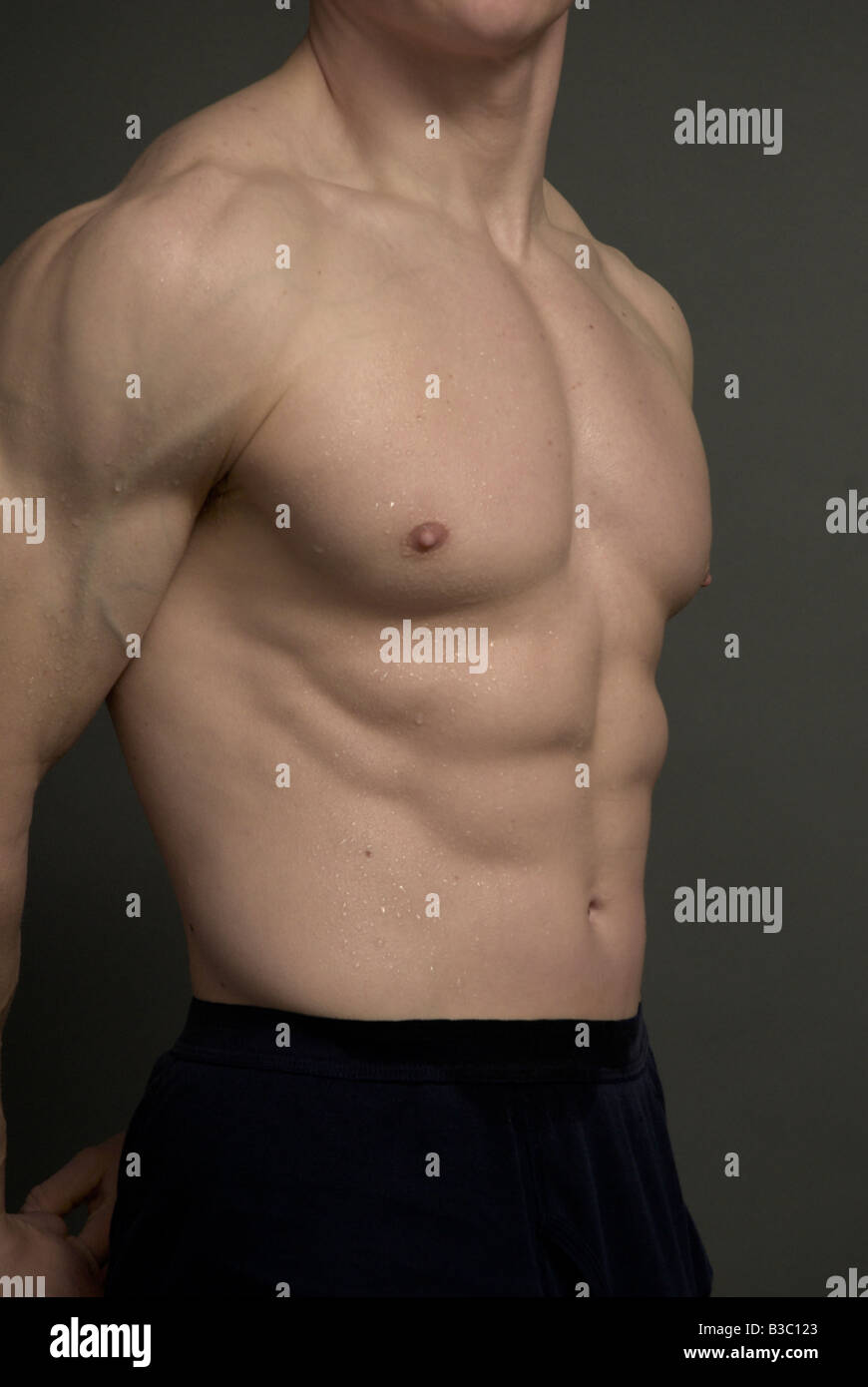 Side view of a man s upper body Stock Photo Alamy