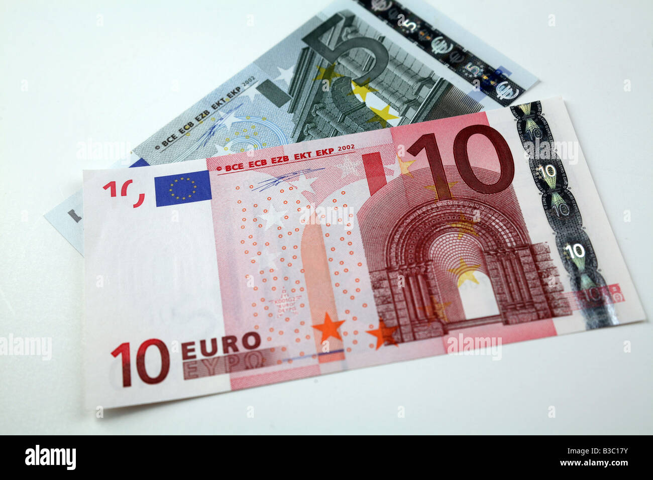 5 and 10 euro bank note currency Stock Photo