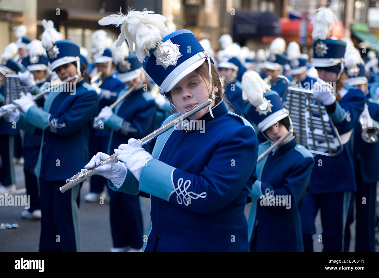 High School marching band participates at the Saint Patrick s Day