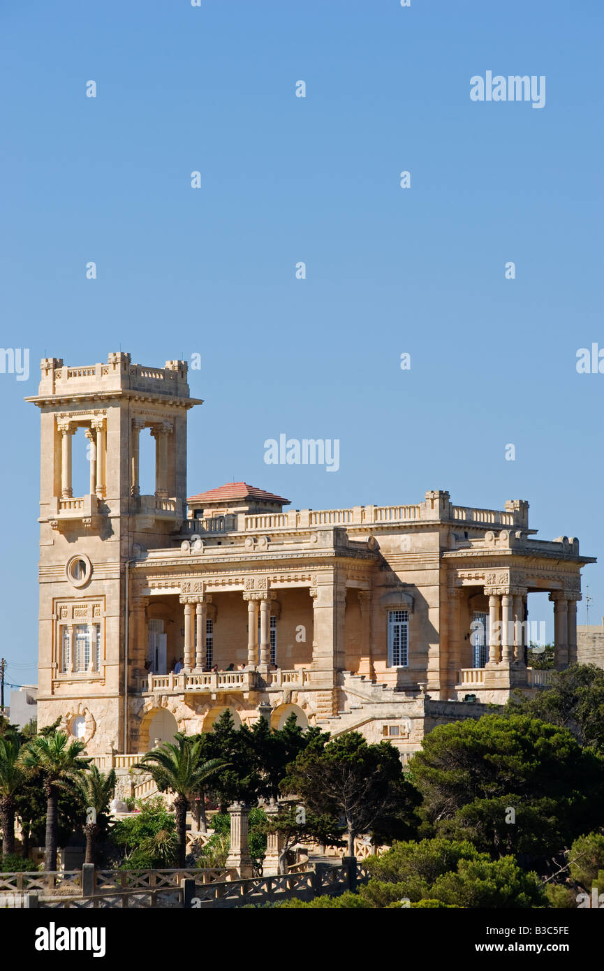 Malta, St George's Bay. Villa Rosa, a luxury hotel set in beautiful gardens  looks down on St George's Bay Stock Photo - Alamy