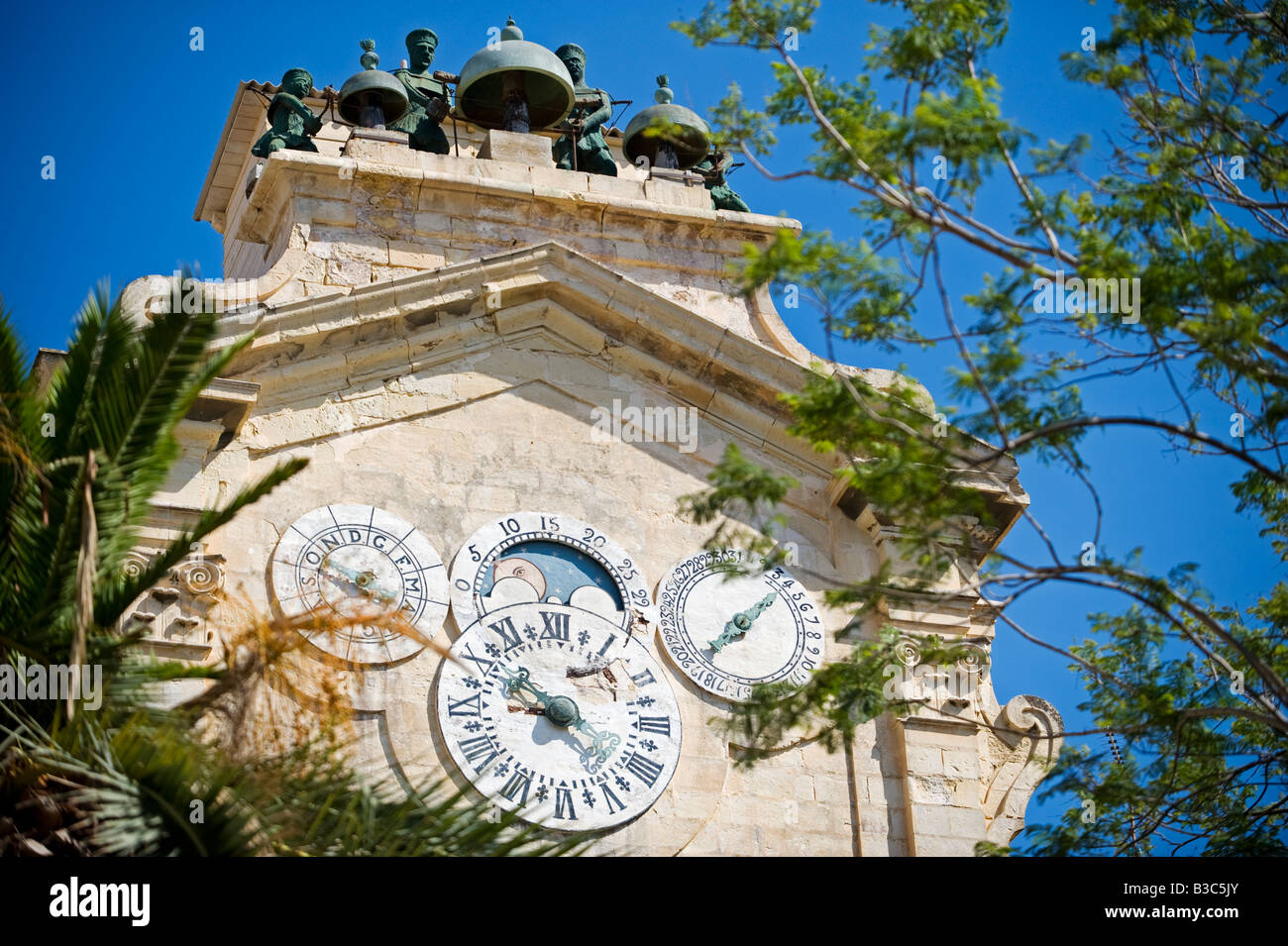 Malta, Valletta. Clock tower of the Grand Master's Palace in the centre
