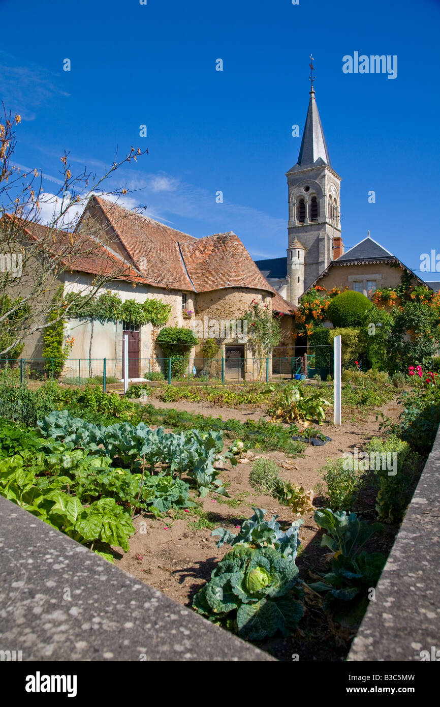 Rustic french house and potager in the little town of 'Sainte Sévère sur Indre' France Stock Photo