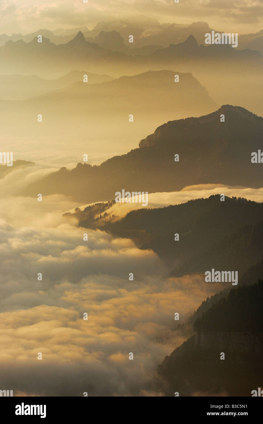 View from Mount Rigi, Swiss Alps, Switzerland Stock Photo