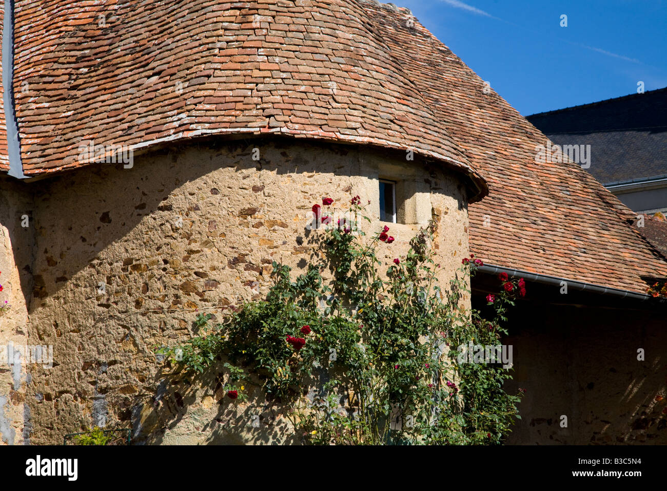 French Turret in the little town of 'Sainte Sévère sur Indre', France Stock Photo