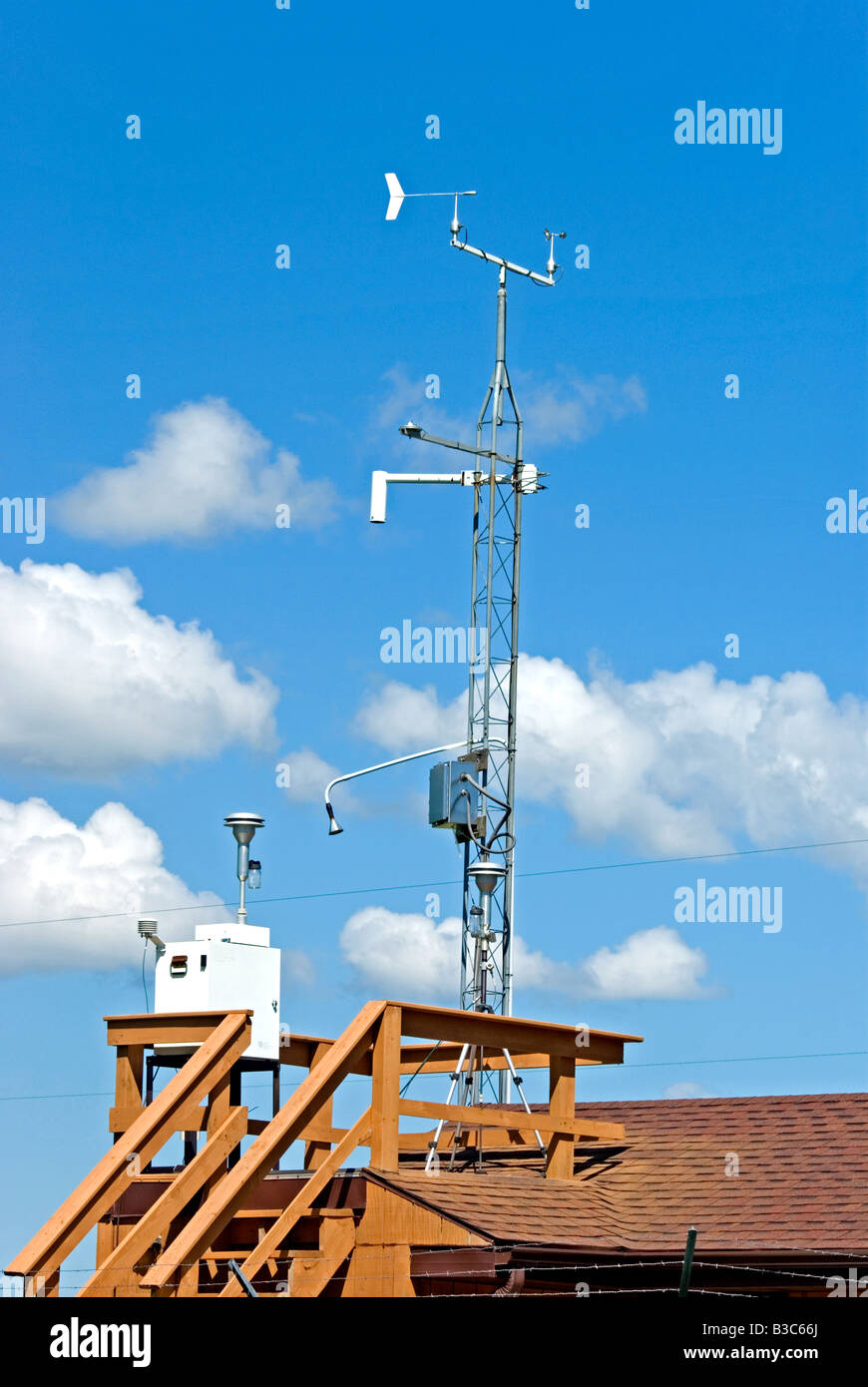 weather station instruments on roof Stock Photo