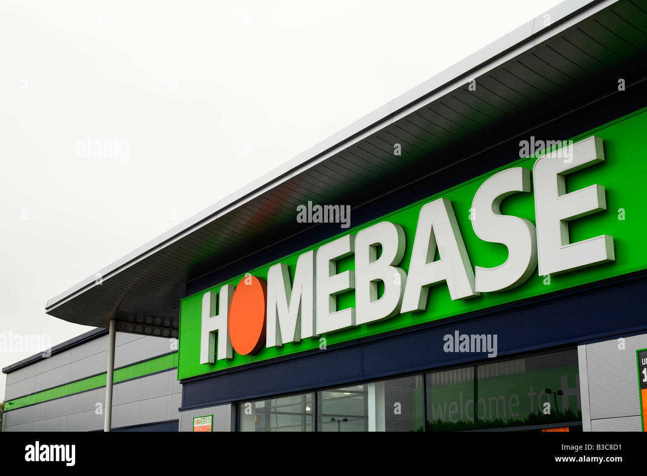 Homebase sign on a Homebase DIY Supersore in Harlow Essex UK Stock Photo