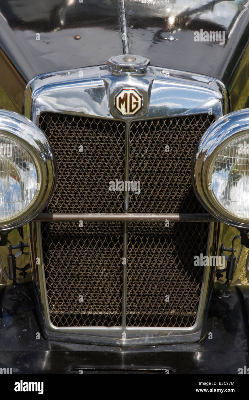 Classic 1933 MG J2 roadster radiator grill Stock Photo