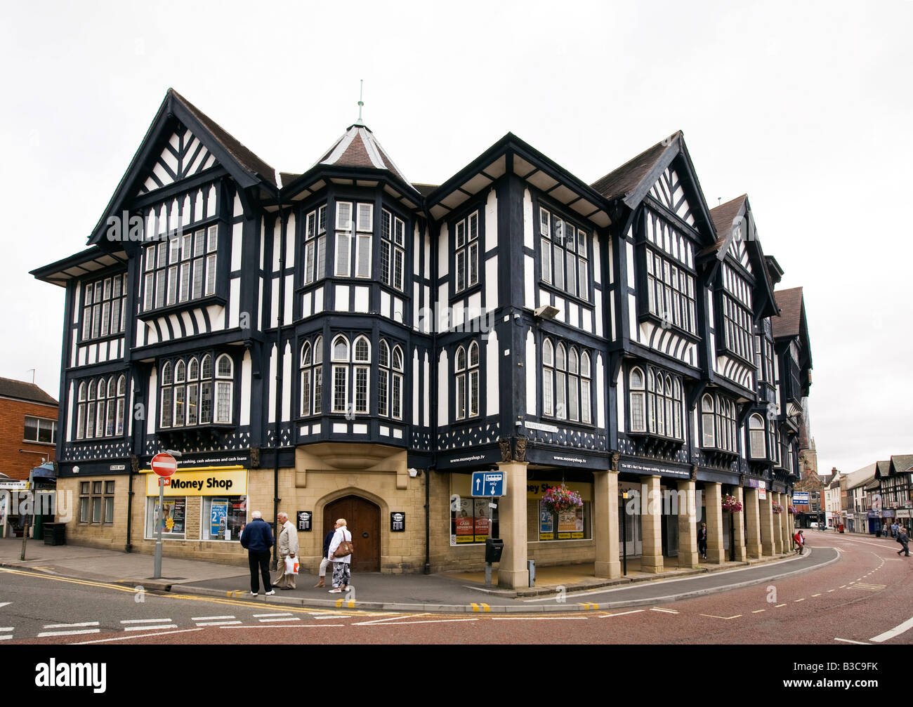 UK Derbyshire Chesterfield Knifesmithgate Victoria Centre mock  pre war buildings at junction with Elder Way Stock Photo