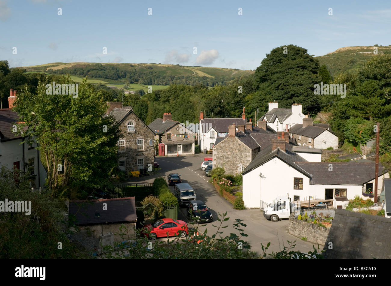 general view of houses and streets in rural welsh Llanfair Talhaearn