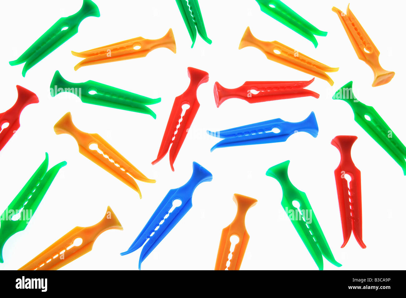Plastic Clothes Pegs Stock Photo