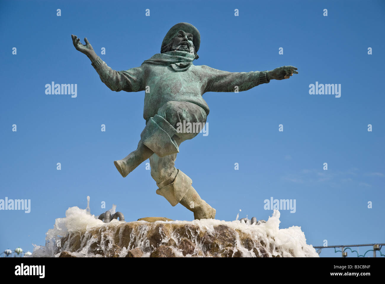 Jolly Fisherman statue 1908 in Embassy Gardens Skegness Lincolnshire UK Stock Photo