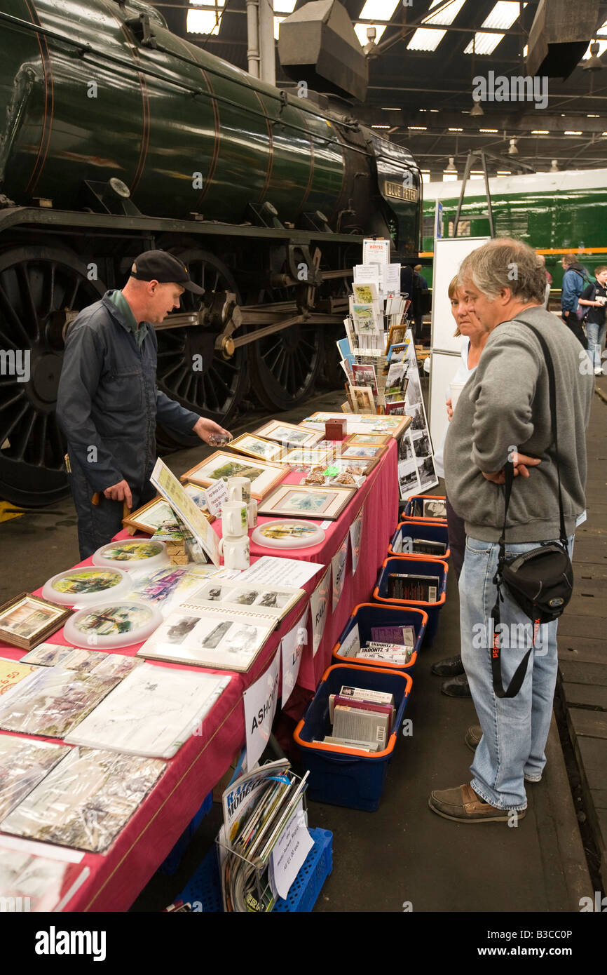 UK Derbyshire Chesterfield Barrow Hill Roundhouse Railway Centre trade stand selling books and pictures Stock Photo